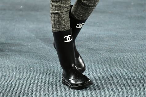 chanel black rain boots with flowers|Chanel winter boots 2022.